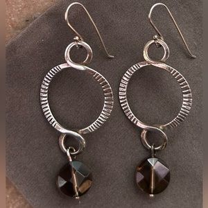 Silpada Retired Smoky Topaz and Sterling Drop Earrings